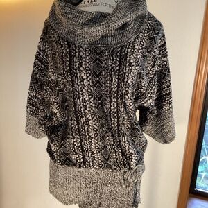 Black and White Turtleneck Sweater